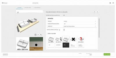 Koupelnový nábytek na míru v konfigurátoru - volba umyvadla